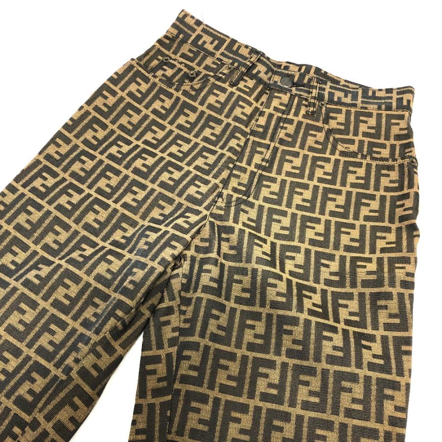 FENDI フェンディ ズッカ柄 アパレル ロング 総柄 ボトムス ストレート パンツ ブラウン レディース【中古】 | FENDI | 02