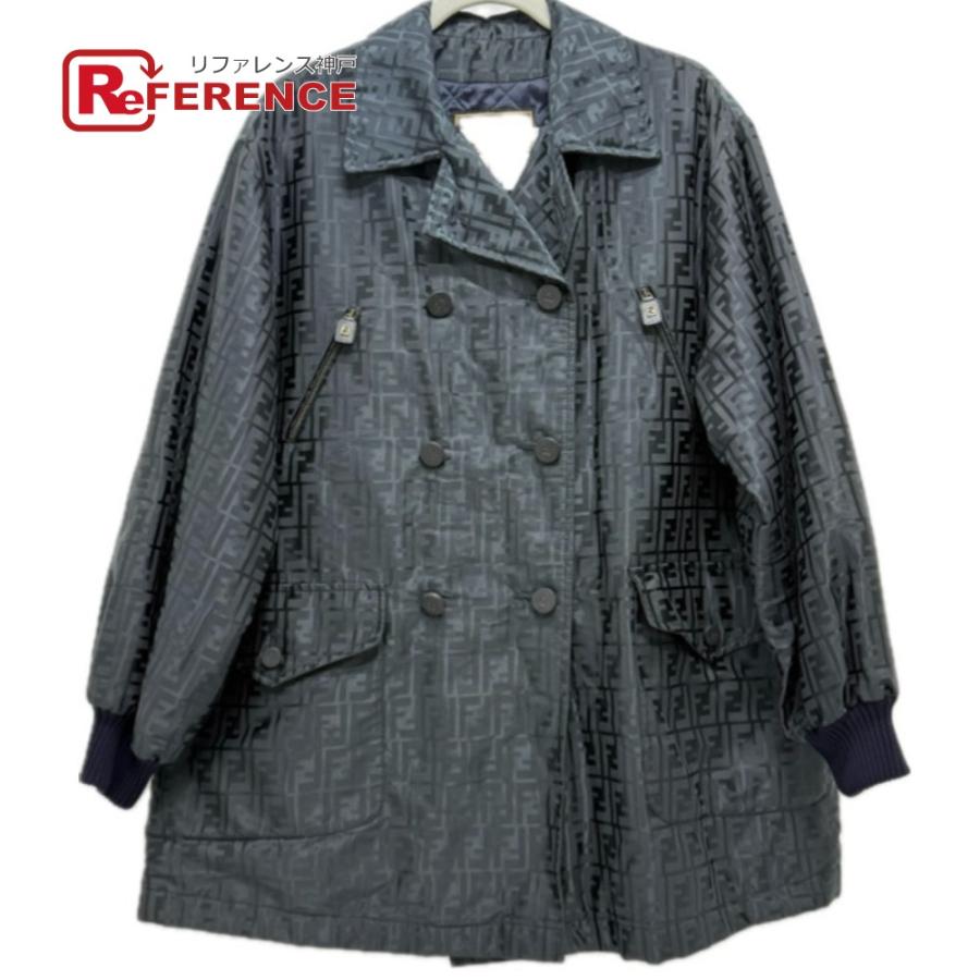 FENDI フェンディ ズッカ柄 アパレル アウター ジャケット FFボタン ダブルボタン ナイロンジャケット ブルー レディース【中古】 | FENDI