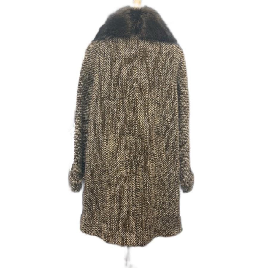 FENDI フェンディ ツイード アパレル アウター 襟元ファー ミドル丈コート FENDI 365  ブラウン レディース【中古】 | FENDI | 01
