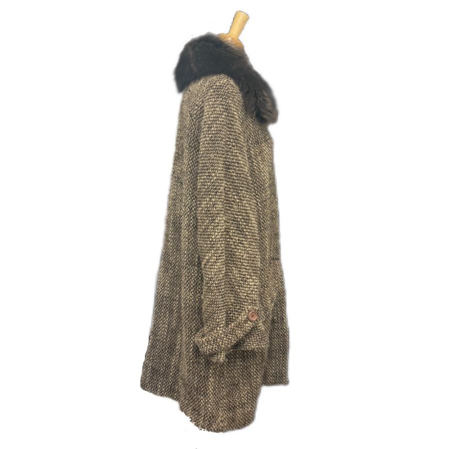 FENDI フェンディ ツイード アパレル アウター 襟元ファー ミドル丈コート FENDI 365  ブラウン レディース【中古】 | FENDI | 02