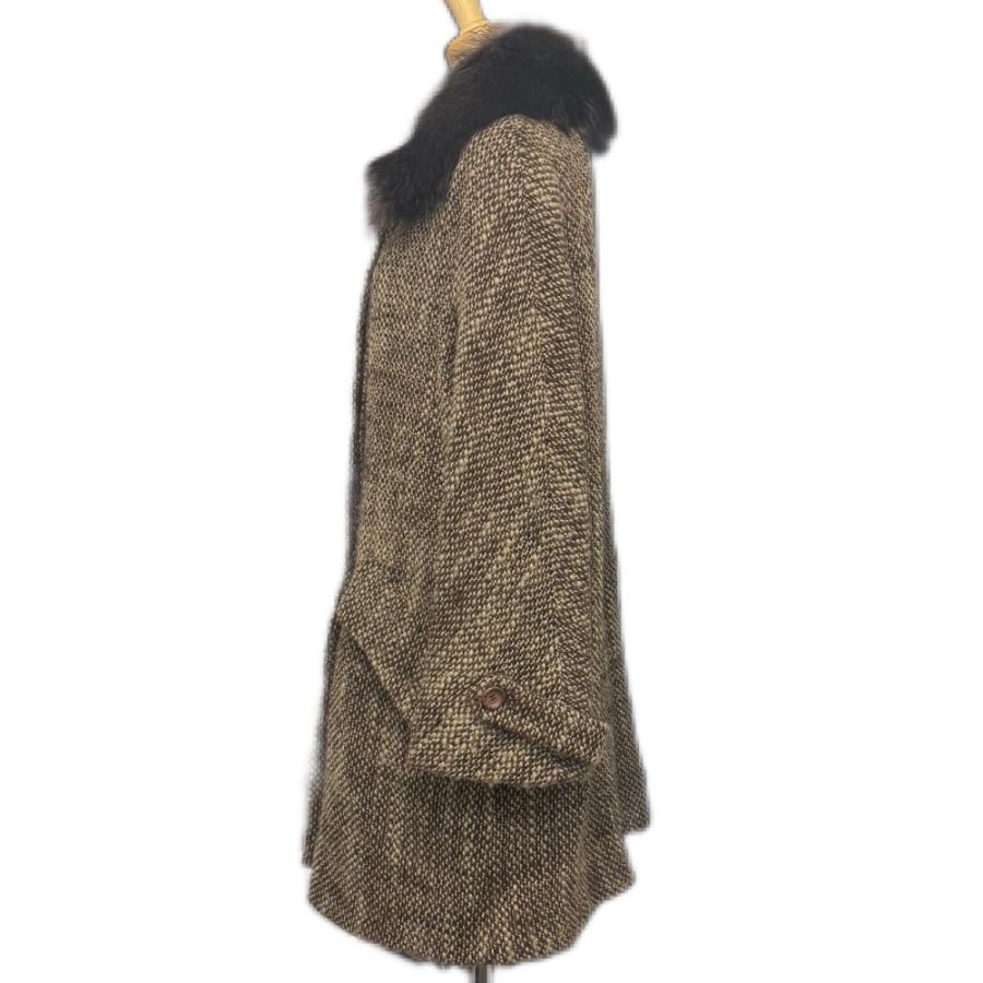 FENDI フェンディ ツイード アパレル アウター 襟元ファー ミドル丈コート FENDI 365  ブラウン レディース【中古】 | FENDI | 03