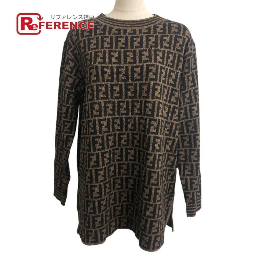 FENDI フェンディ ズッカ柄 アパレル ニット トップス 総柄 セーター ブラウン ユニセックス【中古】 | FENDI