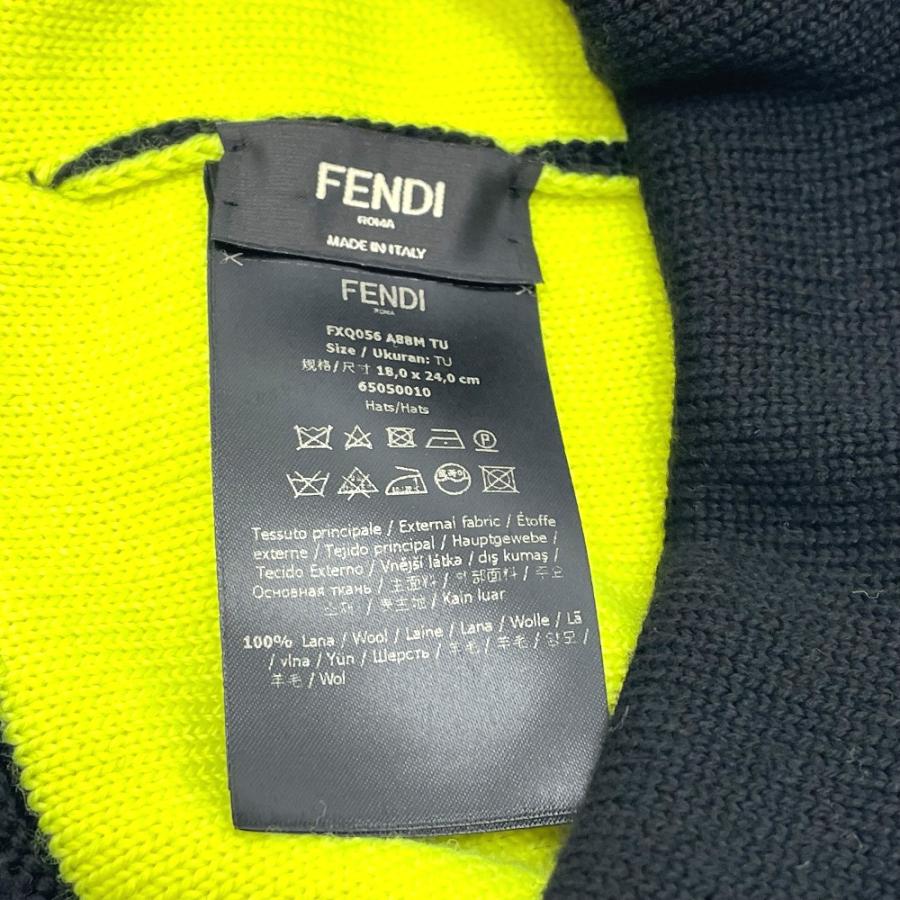 未使用 FENDI フェンディ FXQ056 ロゴ ボンボン付き ニットキャップ ニット帽 ウール ユニセックス ブラック | FENDI | 08