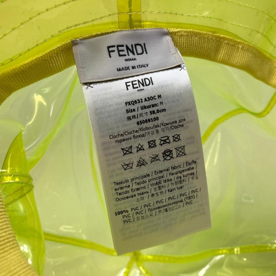 FENDI フェンディ FXQ632 ロゴプレート クリア 帽子 ハット ビニール イエロー ユニセックス【中古】 | FENDI | 09