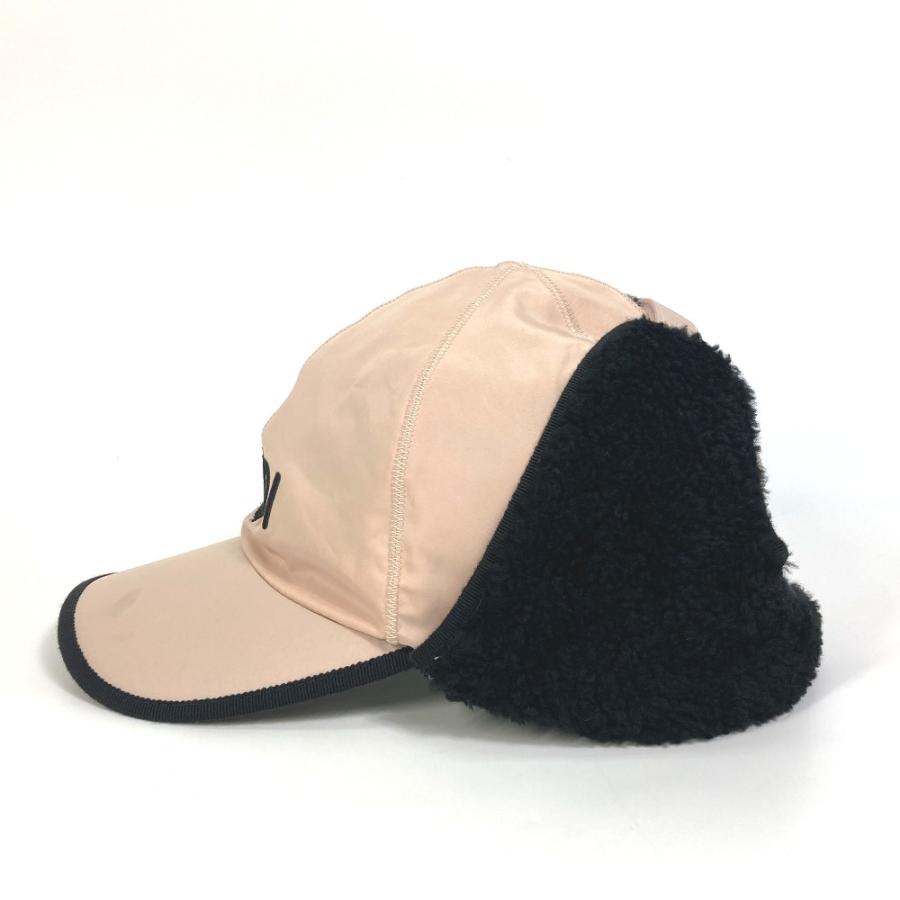 FENDI フェンディ FXQ679 ロゴ フライトキャップ ボア付き 帽子 ポリエステル ピンク レディース【中古】 | FENDI | 02