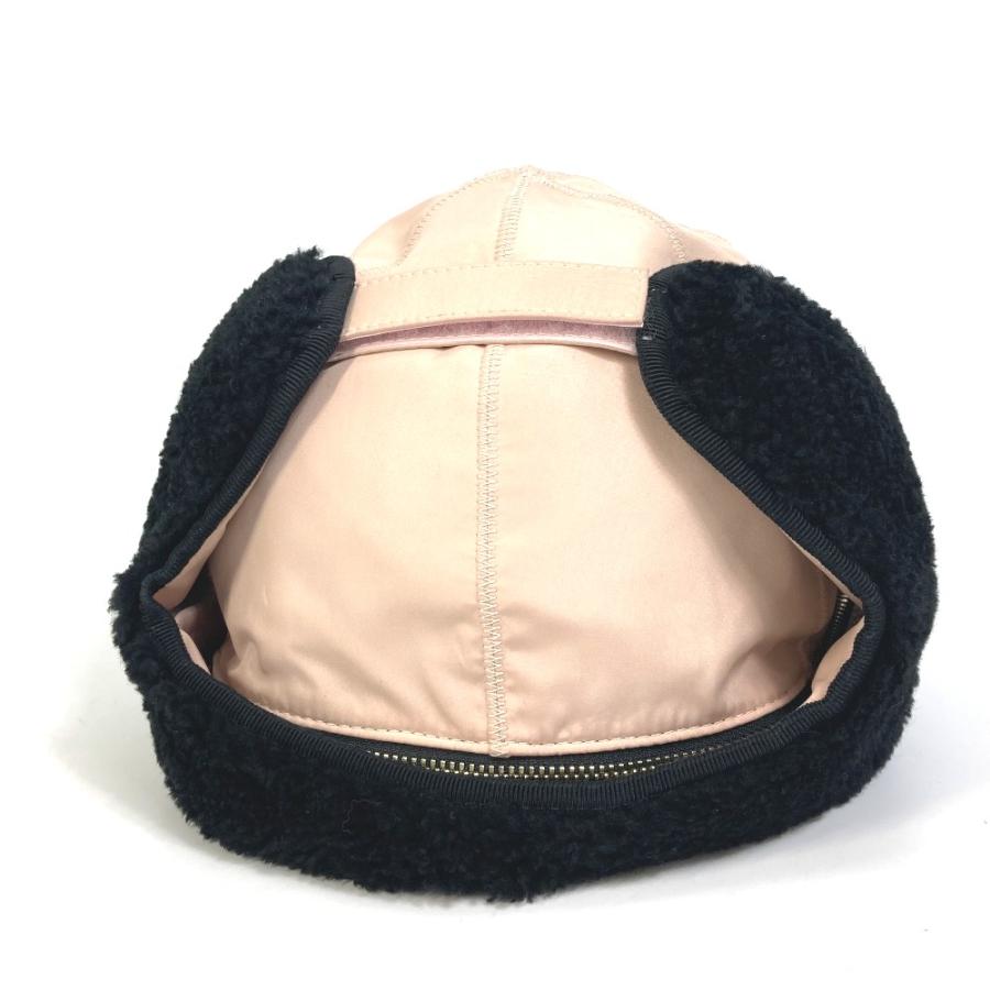 FENDI フェンディ FXQ679 ロゴ フライトキャップ ボア付き 帽子 ポリエステル ピンク レディース【中古】 | FENDI | 03