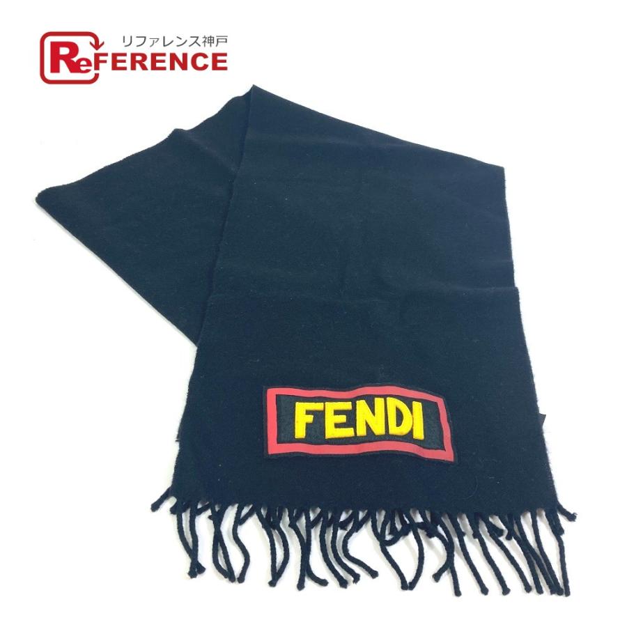 FENDI フェンディ FXS124 アパレル ロゴ ワッペン マフラー ウール