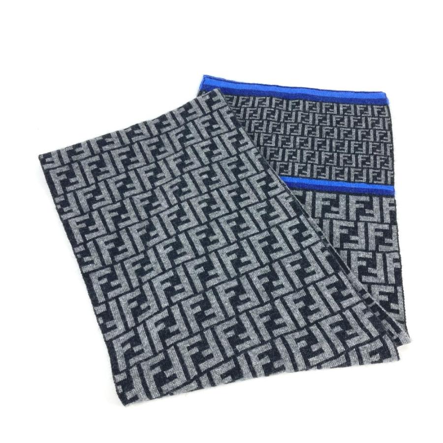FENDI（フェンディ） 美品 ズッカ マフラー グレー メンズ【中古