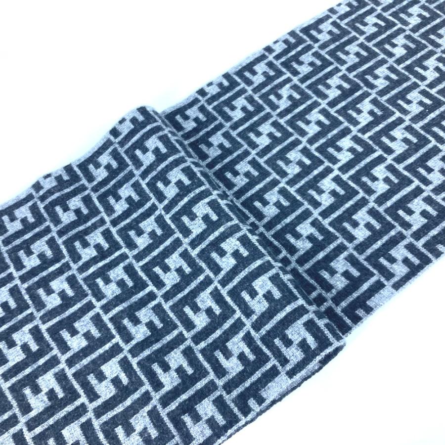 FENDI 美品 フェンディ ズッカ マフラー グレー メンズ【中古