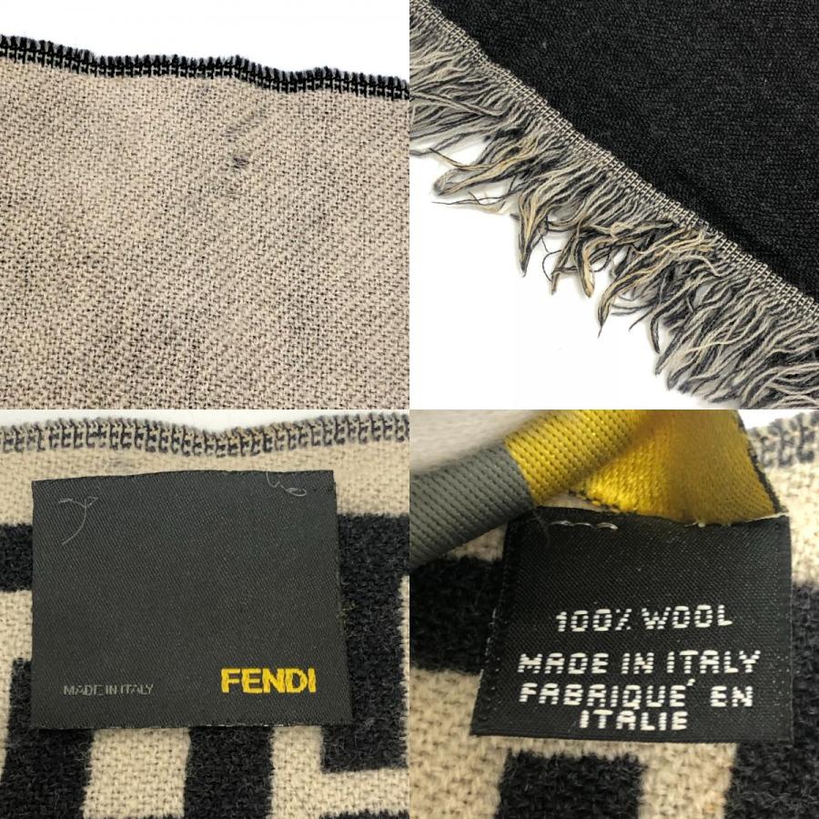 FENDI フェンディ ズッカ柄 ファッション小物 防寒具 ストール リバーシブル マフラー ブラック ユニセックス【中古】 | FENDI | 09