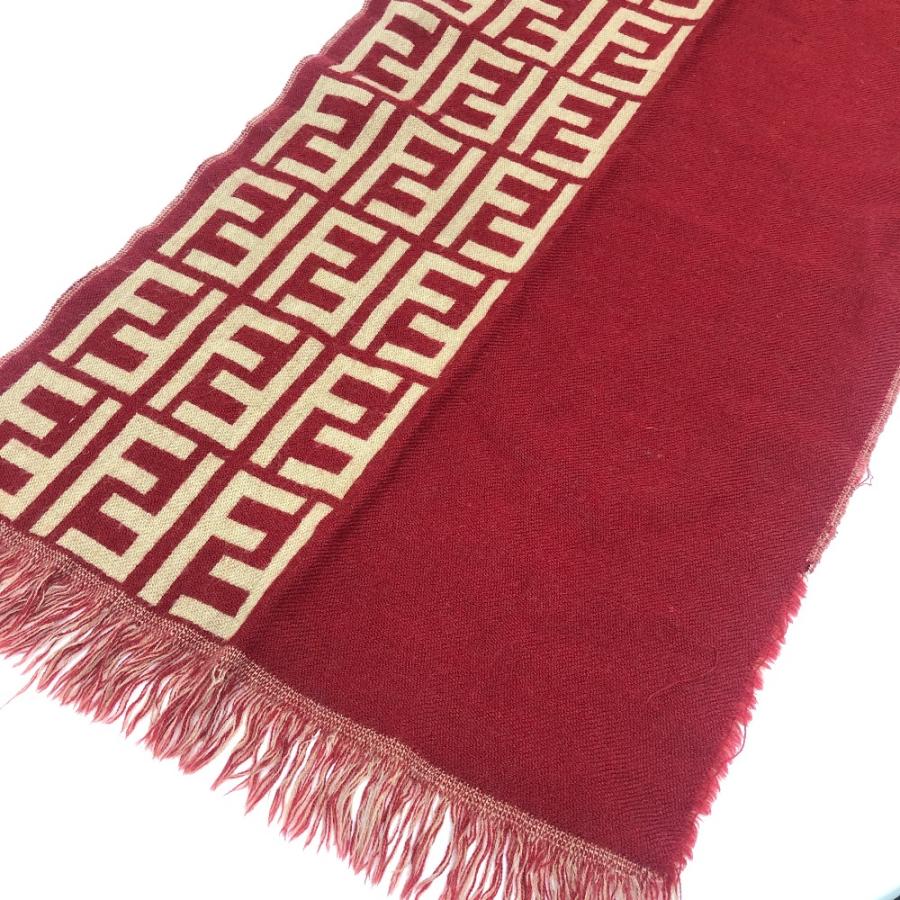 FENDI フェンディ ズッカ柄 ファッション小物 防寒具 ストール リバーシブル マフラー レッド レディース【中古】 | FENDI | 02