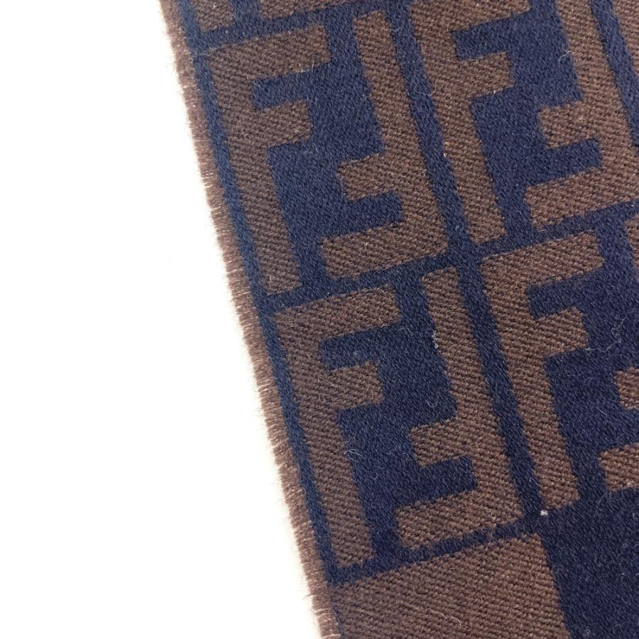 FENDI フェンディ ズッカ柄  ペカン マフラー フリンジ ストール 防寒具 マフラー ネイビー レディース【中古】 | FENDI | 06