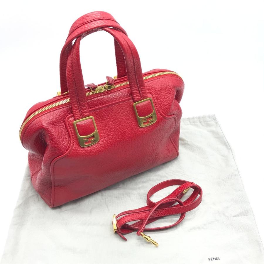 FENDI フェンディ 8BL114 カメレオン カバン 2WAY ショルダーバッグ 斜め掛け ミニボストンバッグ ハンドバッグ レッド レディース【中古】