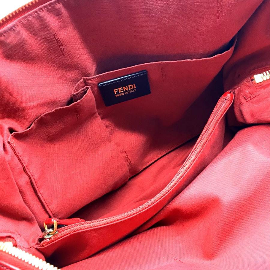 FENDI フェンディ 8BL114 カメレオン カバン 2WAY ショルダーバッグ 斜め掛け ミニボストンバッグ ハンドバッグ レッド レディース【中古】