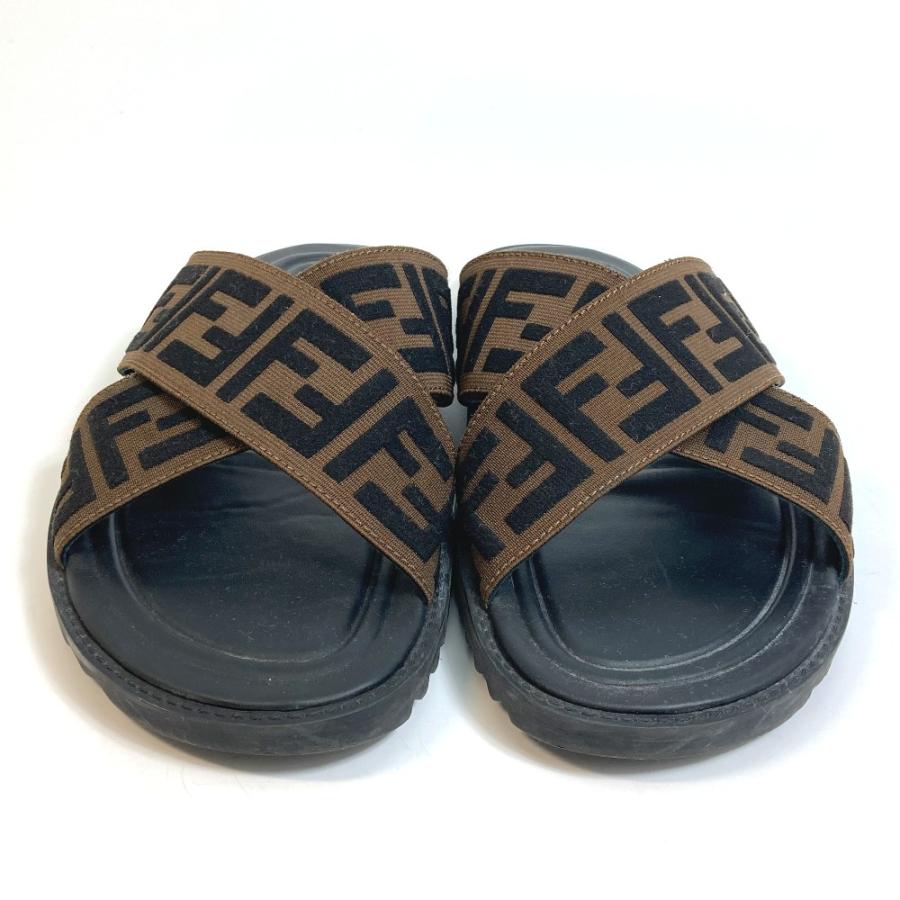 FENDI フェンディ 7X1222 ズッカ サンダル ラバー ブラウン×ブラック