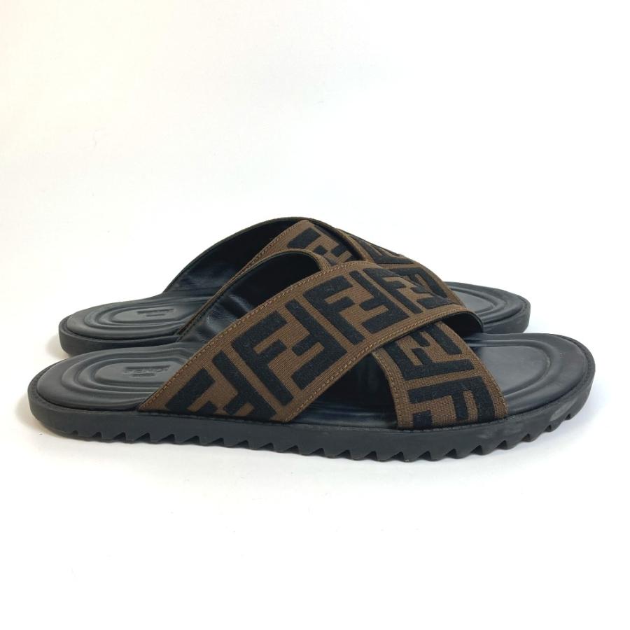 FENDI フェンディ 7X1222 ズッカ サンダル ラバー ブラウン×ブラック
