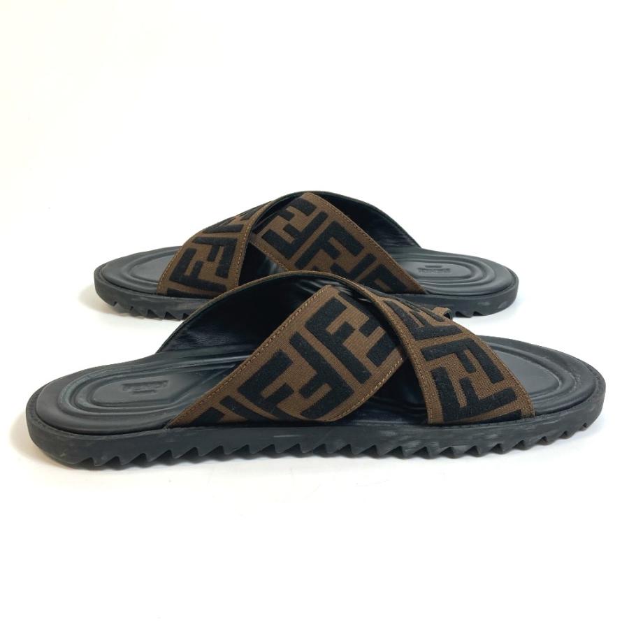 FENDI フェンディ 7X1222 ズッカ サンダル ラバー ブラウン×ブラック