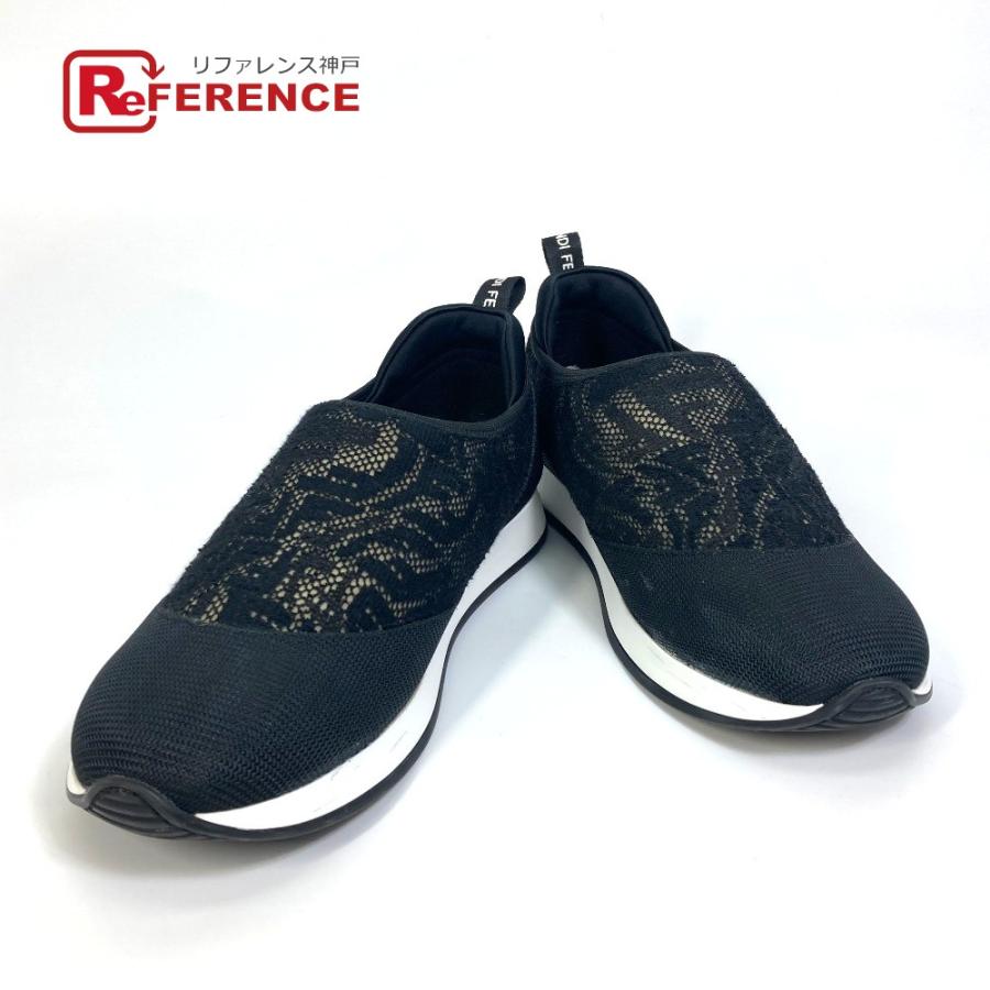 FENDI フェンディ 8E8139 ズッカ スニーカー キャンバス ブラック レディース【中古】 | FENDI