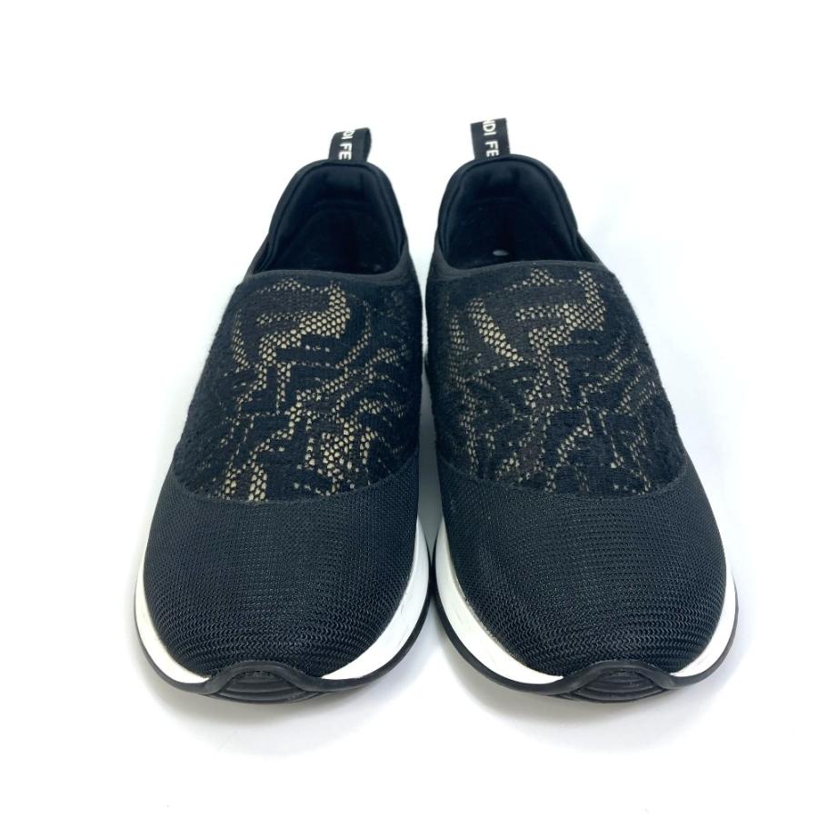 FENDI フェンディ 8E8139 ズッカ スニーカー キャンバス ブラック レディース【中古】 | FENDI | 01