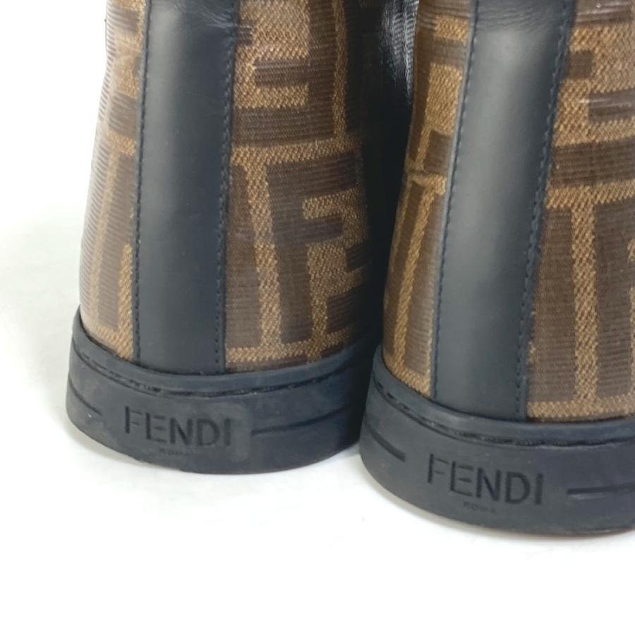 FENDI フェンディ 8E6594 ズッカ ハイカット ロゴ 紐 靴 スニーカー コーティングキャンバス ブラウン レディース【中古】｜reference｜04