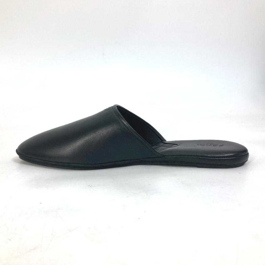 FENDI フェンディ 室内 ロゴ スリッパ ルームシューズ 靴 フラット 靴その他 レザー ブラック メンズ【中古】美品 | FENDI | 05