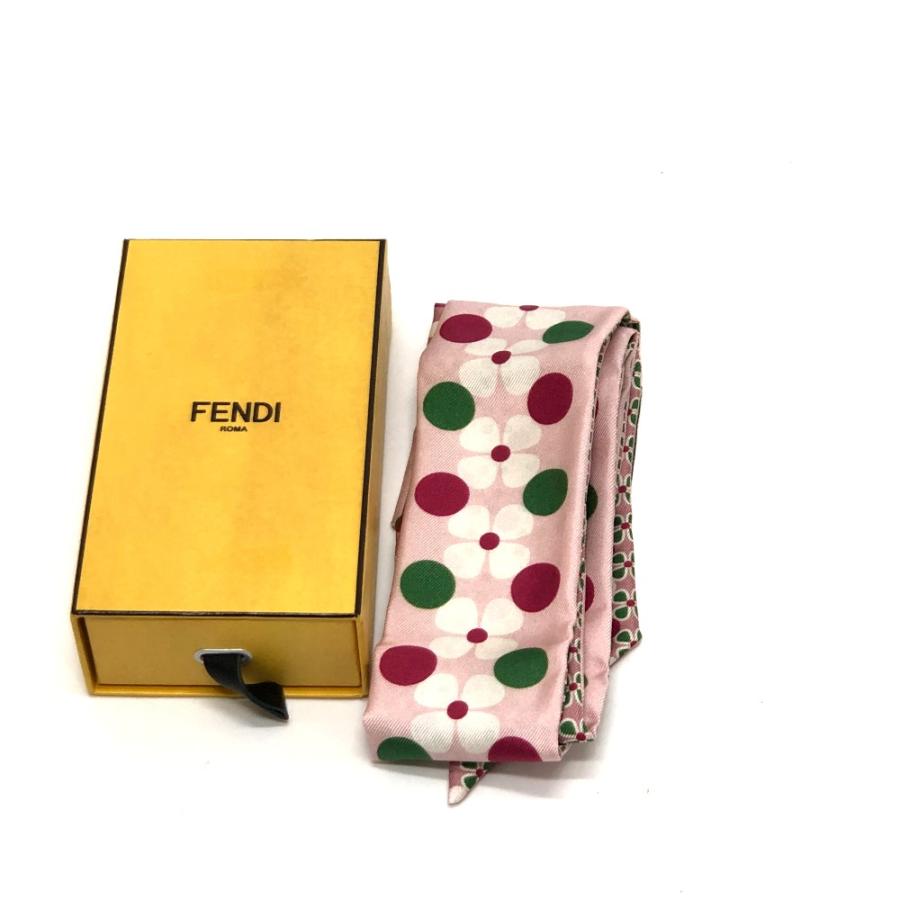 FENDI（フェンディ） ラッピー ツイリー型 スカーフ シルク ピンク