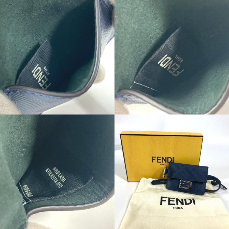 美品 FENDI フェンディ バケット型 バッグ型 キーリング キーホルダー バッグチャーム チャーム ネイビー ユニセックス【中古】 | FENDI | 09