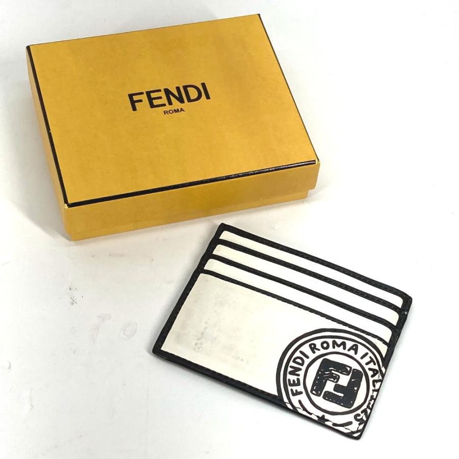フェンディ FENDI ロゴ 7M0164 ジョシュアヴィーダス Joshua Vides  コラボ パスケース 名刺入れ カードケース レザー ホワイト FENDI（フェンディ） 7M0164 ロゴ パスケース 名刺入れ ジョシュア