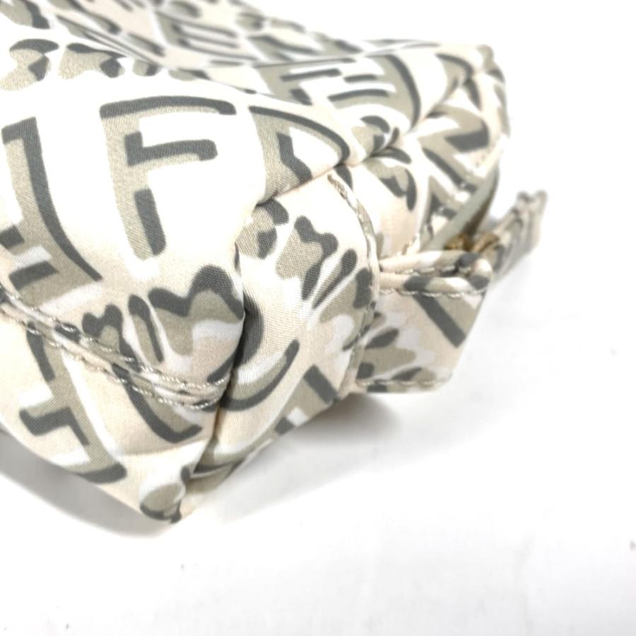 美品 FENDI フェンディ 8N0179 ロゴ メイクポーチ 化粧ポーチ SKIMSコラボ スキムス ポーチ ホワイト レディース【中古】 | FENDI | 06