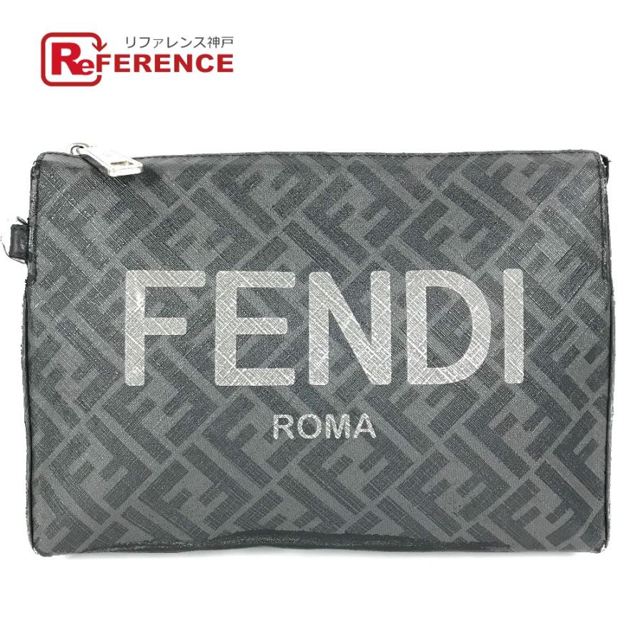 FENDI フェンディ 7VA564 ロゴ ズッカ ポーチ カバン クラッチバッグ ブラック メンズ【中古】 | FENDI