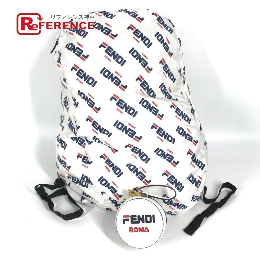 FENDI フェンディ フィラ FILA コラボ ポーチ付き バックパック カバン リュックサック ホワイト レディース【中古】 | FENDI