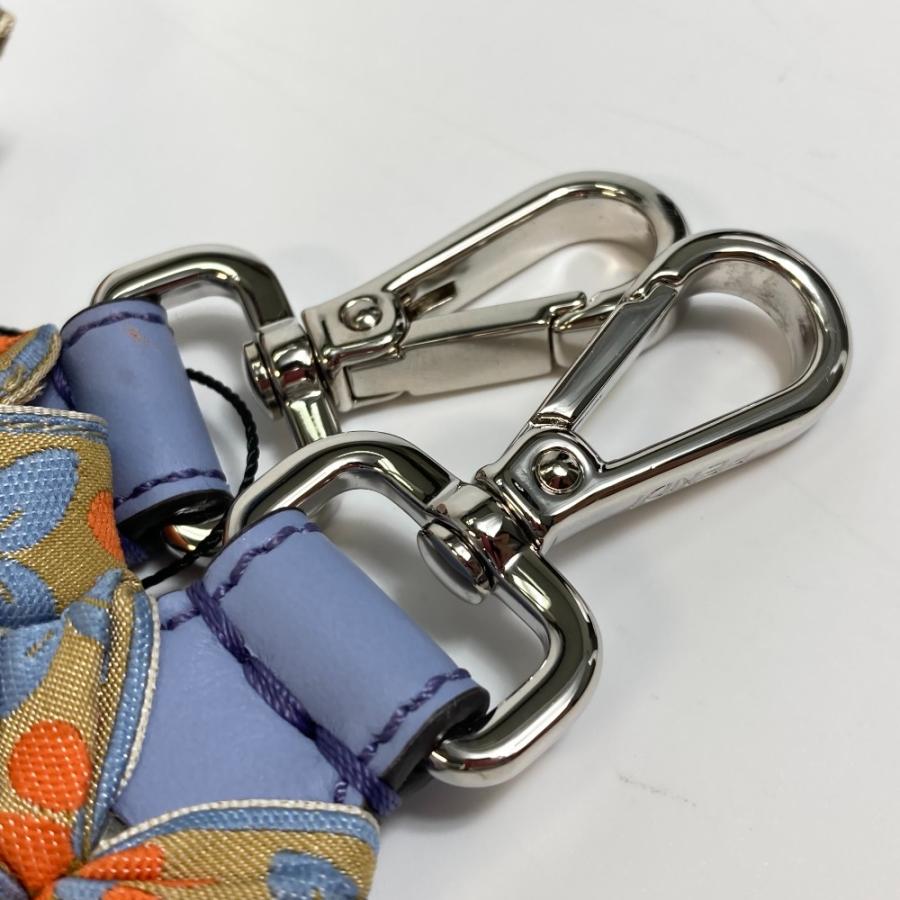 FENDI フェンディ 8AV077 フラワー リボン 花柄 フラワー ストラップユー ショルダーストラップ レザー ブルー×オレンジ【中古】未使用 | FENDI | 07