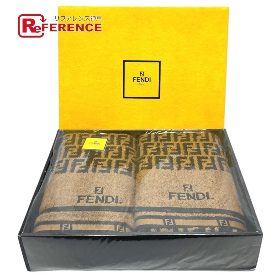 新品同様 FENDI フェンディ ズッカ柄 2点セット タオル  インテリア 生活雑貨 バス用品 ブラウン ユニセックス【中古】 | FENDI
