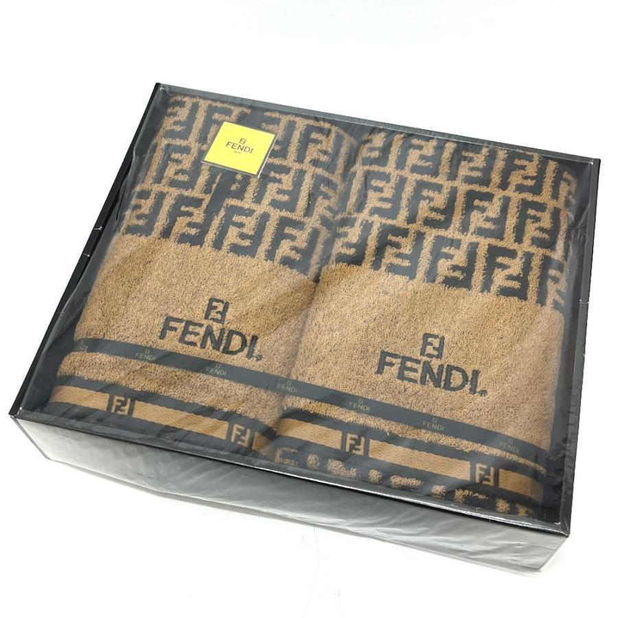 新品同様 FENDI フェンディ ズッカ柄 2点セット タオル  インテリア 生活雑貨 バス用品 ブラウン ユニセックス【中古】 | FENDI | 01