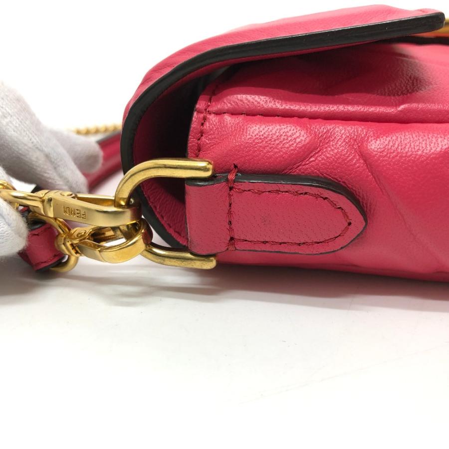 フェンディ FENDI バゲット スモール 8BS017 FF チェーン 2WAYバッグ カバン バック バッグ ショルダーバッグ ラムスキン ピンク FENDI（フェンディ） 8BS017 バゲット スモール チェーン 2WAYバッグ