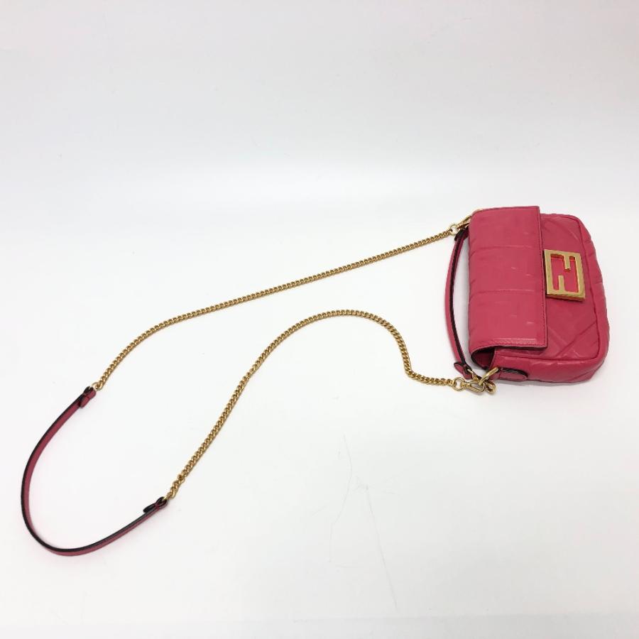 フェンディ FENDI バゲット スモール 8BS017 FF チェーン 2WAYバッグ カバン バック バッグ ショルダーバッグ ラムスキン ピンク FENDI（フェンディ） 8BS017 バゲット スモール チェーン 2WAYバッグ
