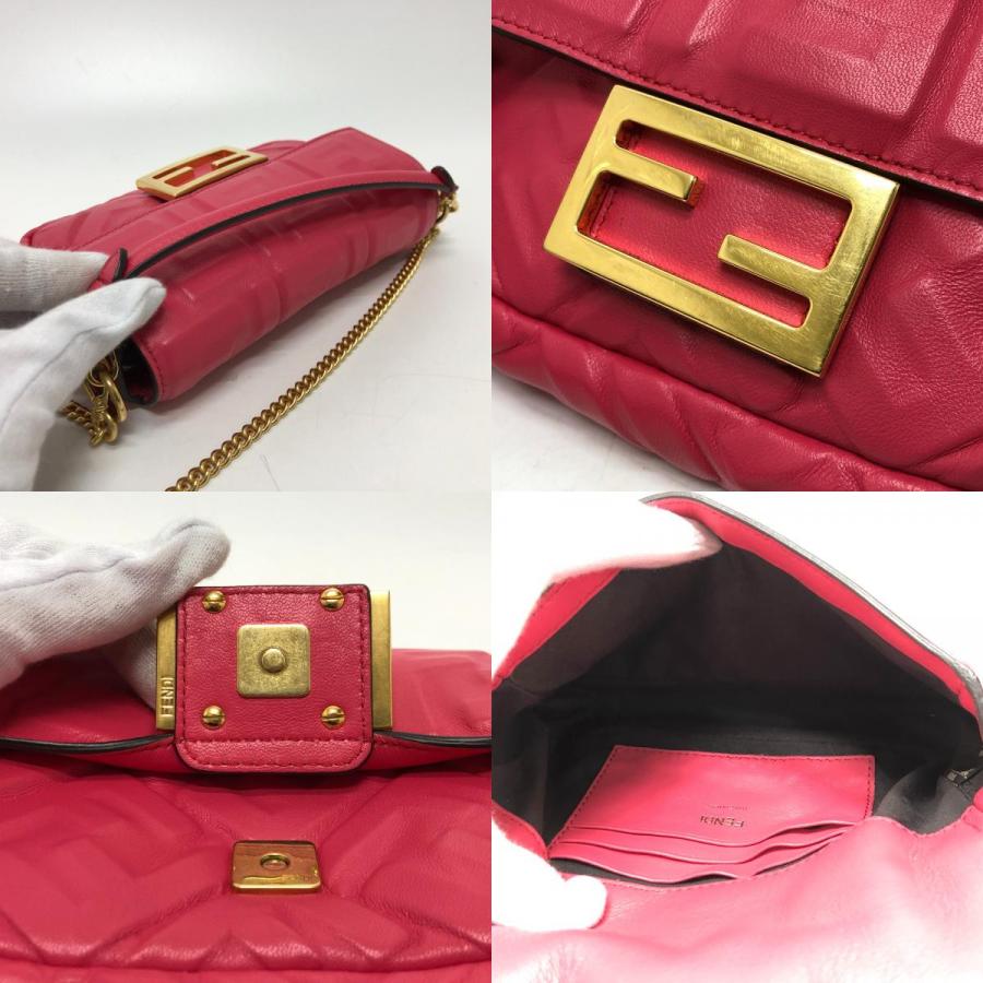 フェンディ FENDI バゲット スモール 8BS017 FF チェーン 2WAYバッグ カバン バック バッグ ショルダーバッグ ラムスキン ピンク FENDI（フェンディ） 8BS017 バゲット スモール チェーン 2WAYバッグ