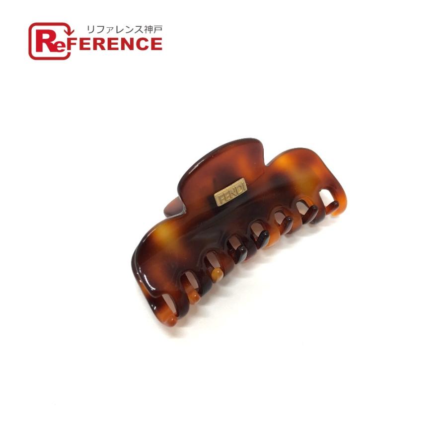 FENDI フェンディ ロゴ アクセサリー 髪留め ヘアアクセサリー べっ甲調  ブラウン レディース【中古】 | FENDI