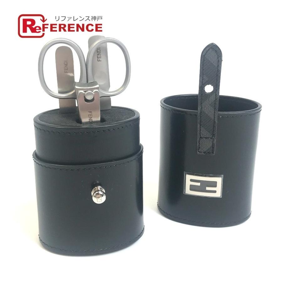 FENDI フェンディ 7AS032 FFロゴ ハサミ ピンセット 爪やすり 爪切り 雑貨 レザー ブラック ユニセックス【中古】未使用 未使用 | FENDI