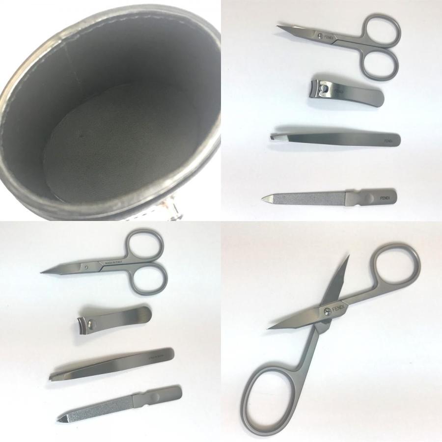FENDI フェンディ 7AS032 FFロゴ ハサミ ピンセット 爪やすり 爪切り 雑貨 レザー ブラック ユニセックス【中古】未使用 未使用 | FENDI | 08