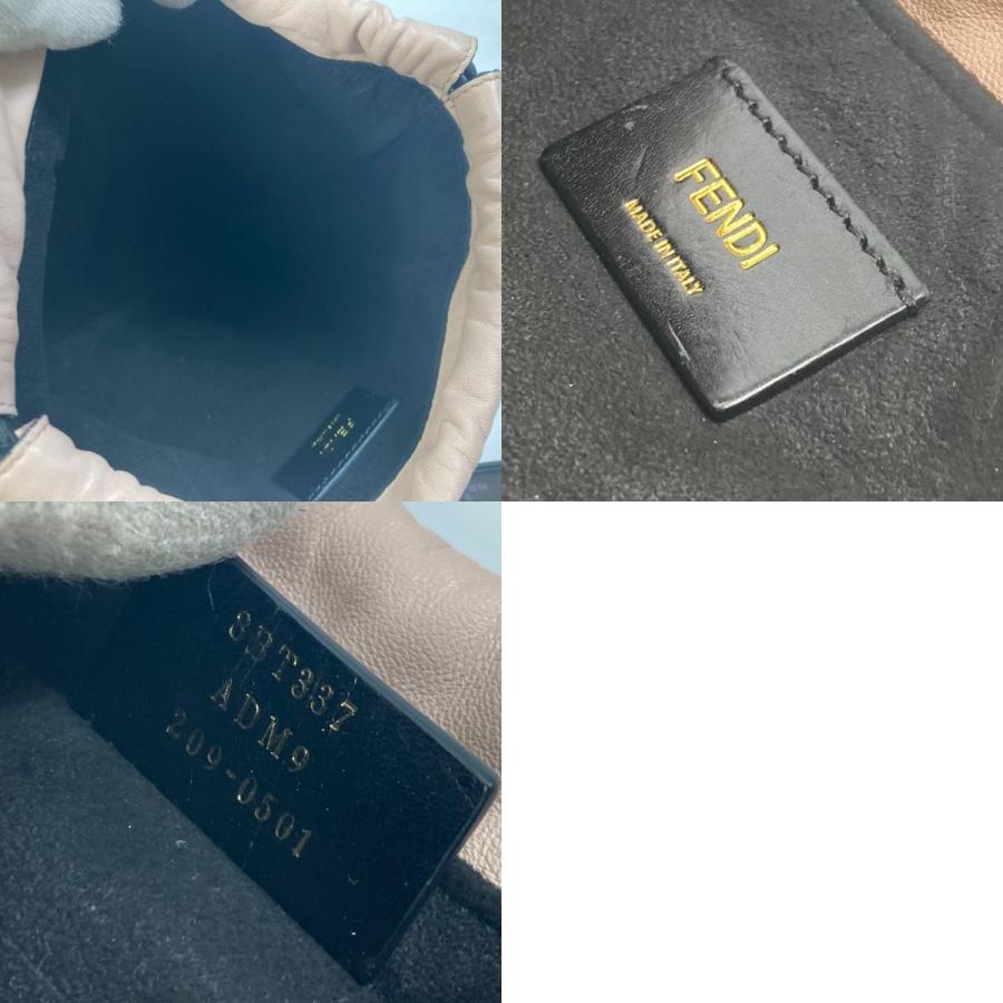 FENDI フェンディ 8BT337 巾着 ポシェット ポーチ 斜め掛け パック スリムクラッチ スモール ショルダーバッグ レザー ピンク 【中古】 | FENDI | 09