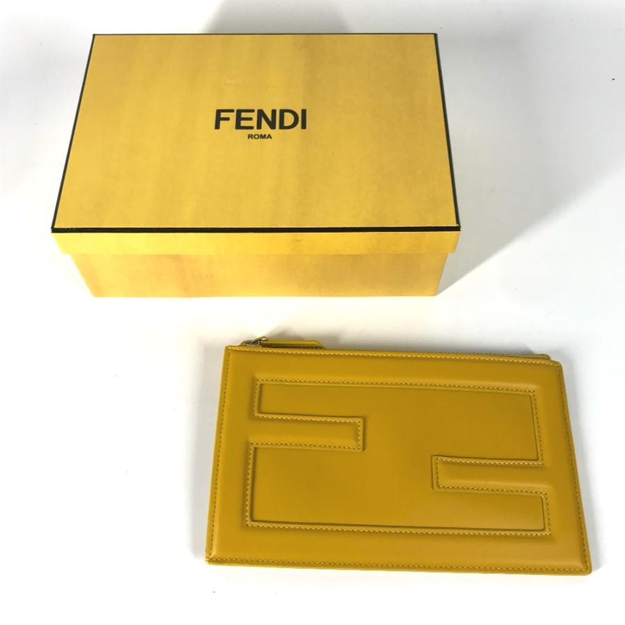未使用 FENDI フェンディ 7N0114 ロゴ カバン ポーチ クラッチバッグ イエロー レディース【中古】 | FENDI | 01