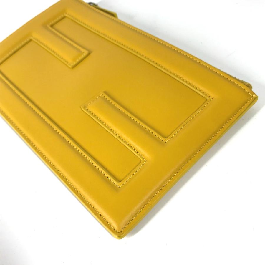 未使用 FENDI フェンディ 7N0114 ロゴ カバン ポーチ クラッチバッグ イエロー レディース【中古】 | FENDI | 03