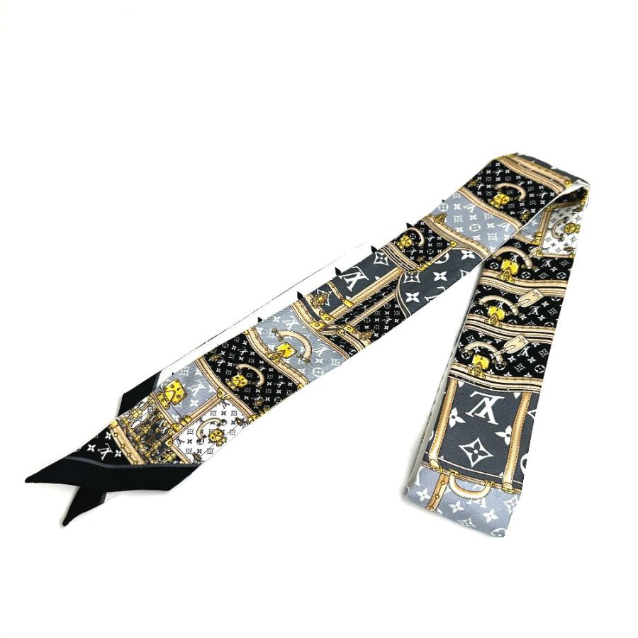 LOUIS VUITTON ルイヴィトン M76442 リボン バンドーBB・ レッツゴー トランクモチーフ ツイリー モノグラム スカーフ ブラック レディース【中古】 | LOUIS VUITTON | 01