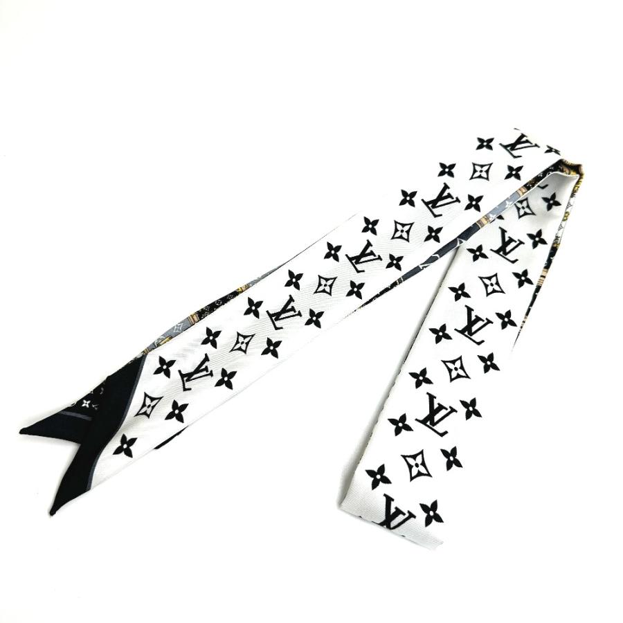 LOUIS VUITTON ルイヴィトン M76442 リボン バンドーBB・ レッツゴー トランクモチーフ ツイリー モノグラム スカーフ ブラック レディース【中古】 | LOUIS VUITTON | 02