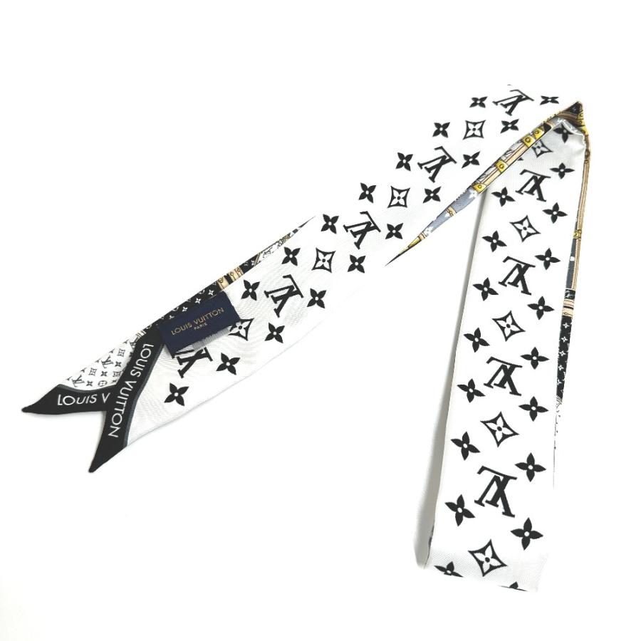LOUIS VUITTON ルイヴィトン M76442 リボン バンドーBB・ レッツゴー トランクモチーフ ツイリー モノグラム スカーフ ブラック レディース【中古】 | LOUIS VUITTON | 03