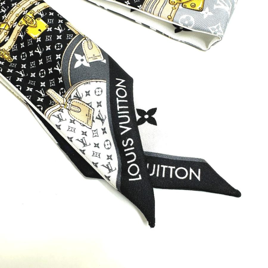 LOUIS VUITTON ルイヴィトン M76442 リボン バンドーBB・ レッツゴー トランクモチーフ ツイリー モノグラム スカーフ ブラック レディース【中古】 | LOUIS VUITTON | 04