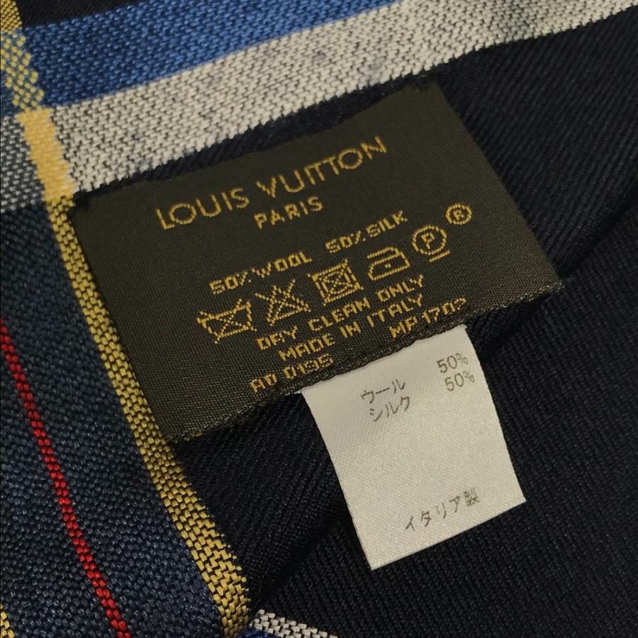 LOUIS VUITTON ルイヴィトン MP1702 LVロゴ 大判 フリンジ ショール マフラー ストール ネイビー レディース【中古】 | LOUIS VUITTON | 06