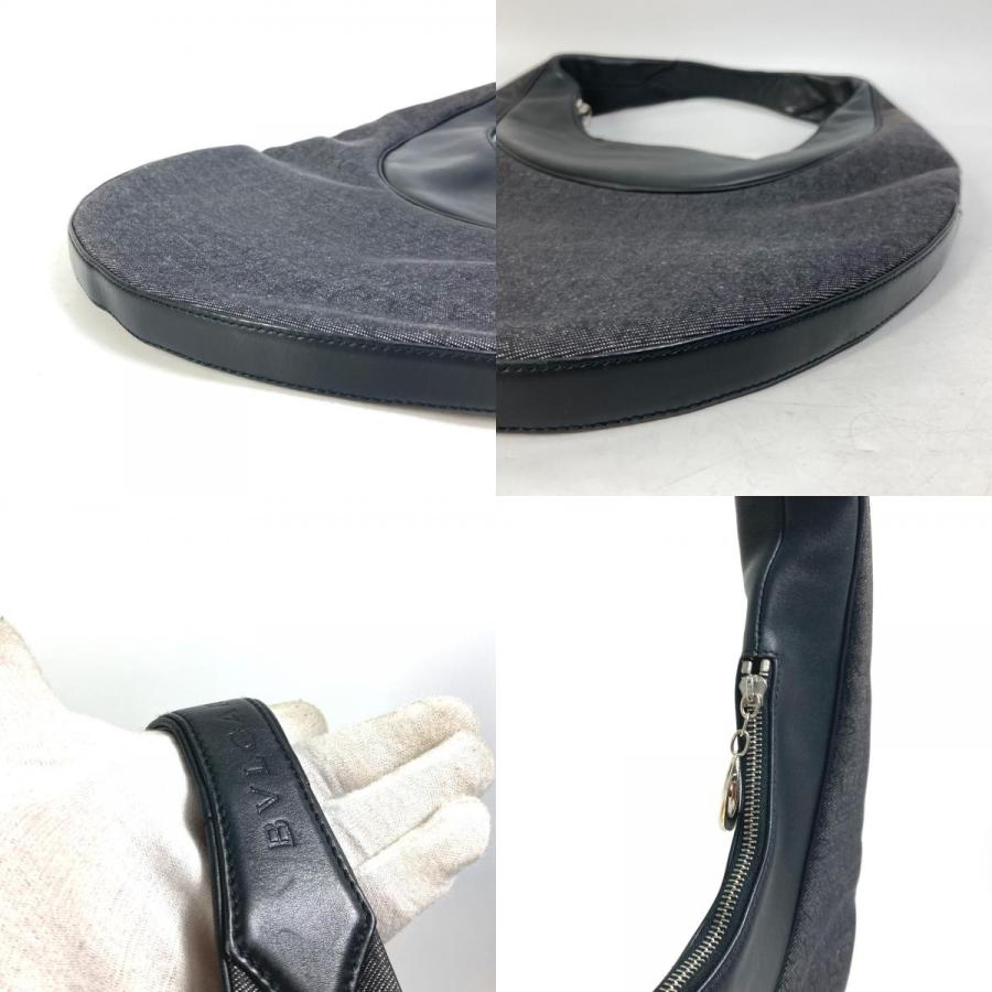 BVLGARI ブルガリ 肩掛け デニム ロゴマニア アスコット カバン ショルダーバッグ キャンバス/レザー ブラック レディース【中古】美品 | BVLGARI | 08