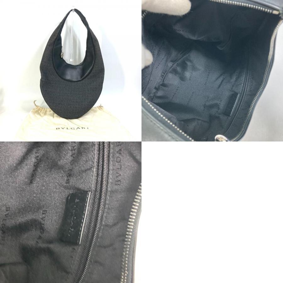 BVLGARI ブルガリ 肩掛け デニム ロゴマニア アスコット カバン ショルダーバッグ キャンバス/レザー ブラック レディース【中古】美品 | BVLGARI | 09